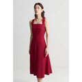 DUSHU French Style Suspender Dress for Women Summer Chic Style Red Square Collar Slim Mid-length Elegant Dress Female 24DS82114