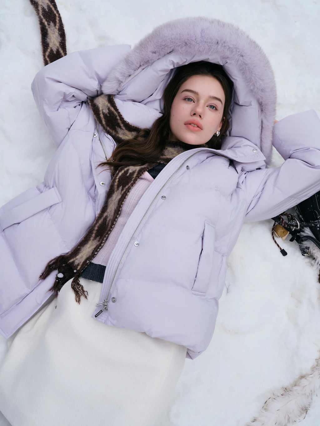 DUSHU Puff Down Jacket Long and Short Styles of Goose Down Jacket Women Fox Fur Collar 2025 Winter Outerwear Simple Commuting