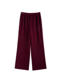 DUSHU Women Sweatshirt Pant Sets Dark Red Hoodies Coat Elastic Waist Long Trousers Apricot Winter Thick Sets 24DS84596＋24DS84618