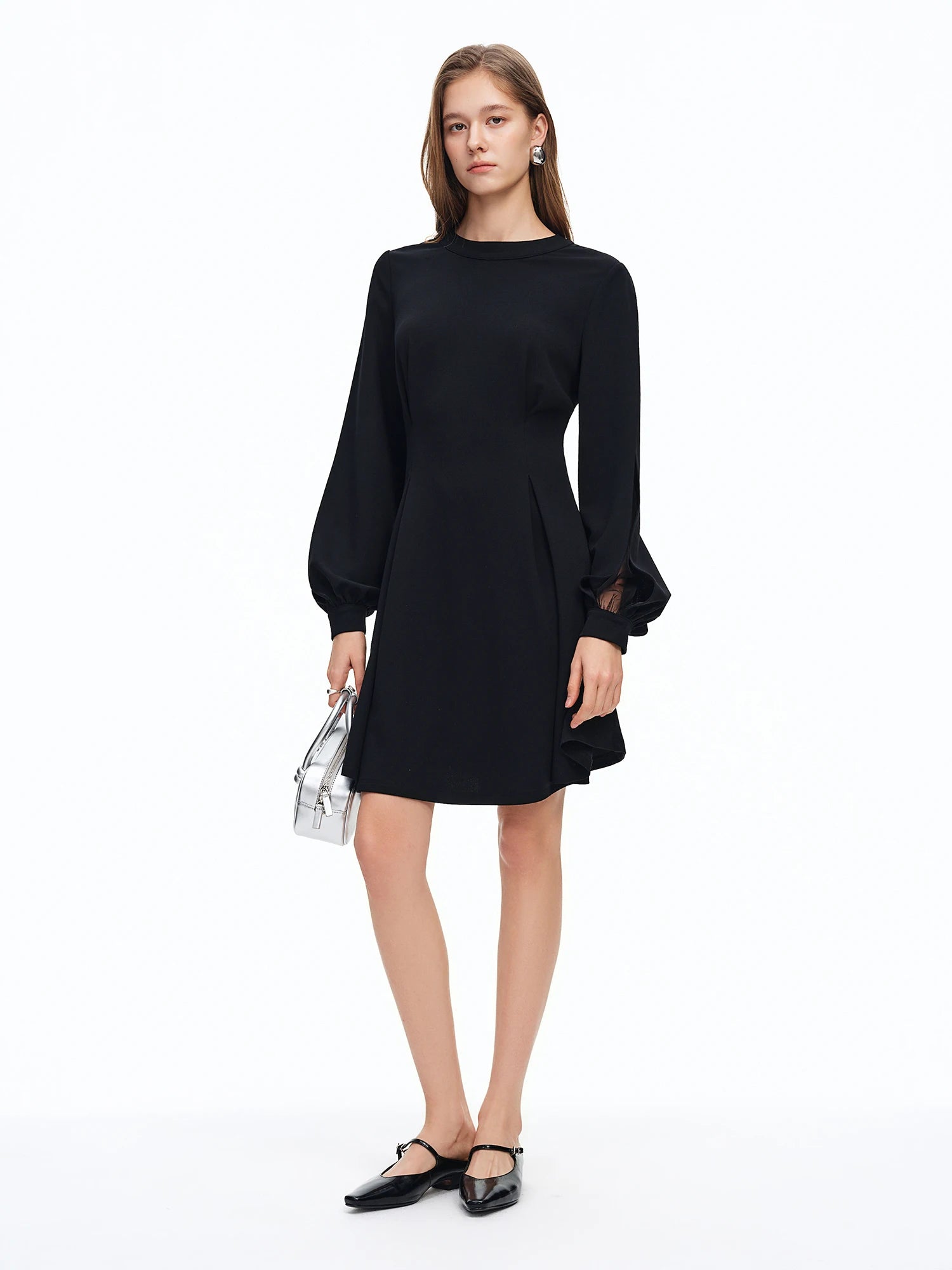 DUSHU 2026 Spring Women's French Waist Dress, Black Bodycon Mini Dress A-line Midi Dress Office Chic Retro Minimalist Style