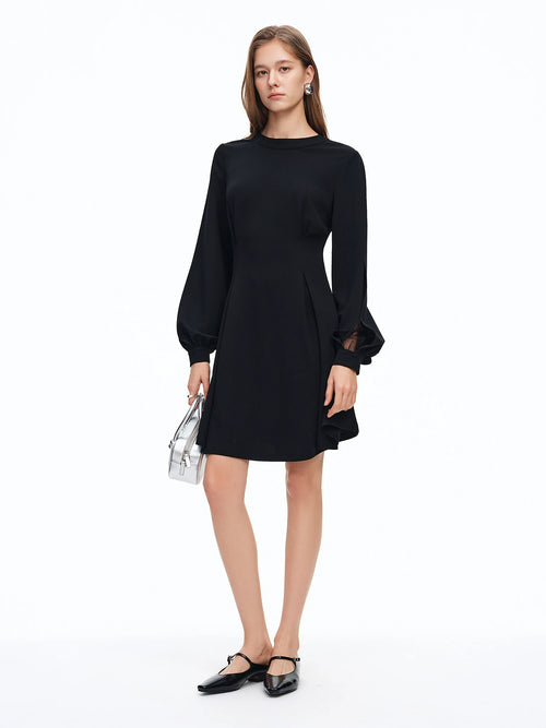 DUSHU 2026 Spring Women's French Waist Dress, Black Bodycon Mini Dress A-line Midi Dress Office Chic Retro Minimalist Style