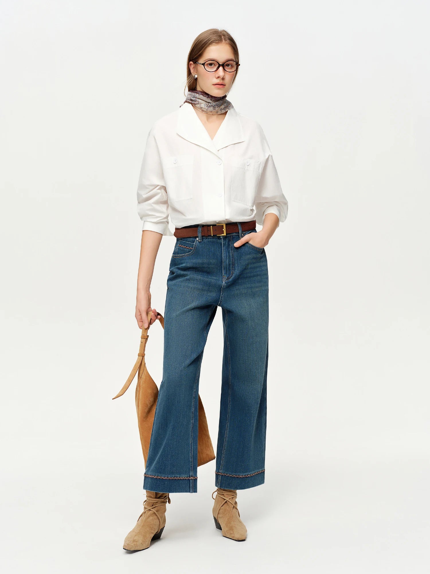 DUSHU Elegant Women's BlouseSoft Pure Cotton White Design Perfect Commute Daily Wear Spring 2026 New Arrival Long-Sleeve Tops