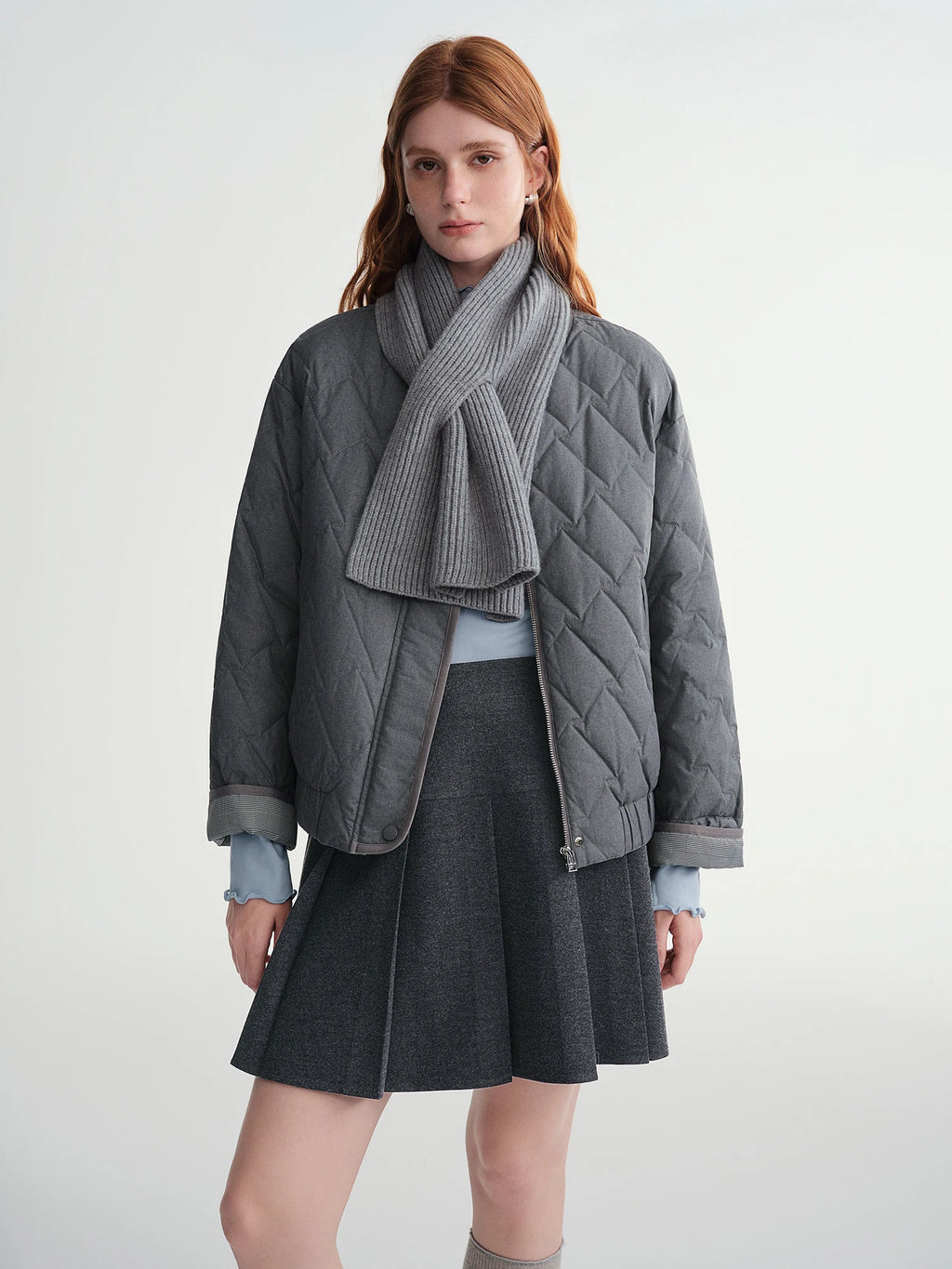 DUSHU Plus-size Women【Commute Essential】 Scarf 90cm White Goose Down Jacket Winter All Season Lightweight Insulated Short Coat