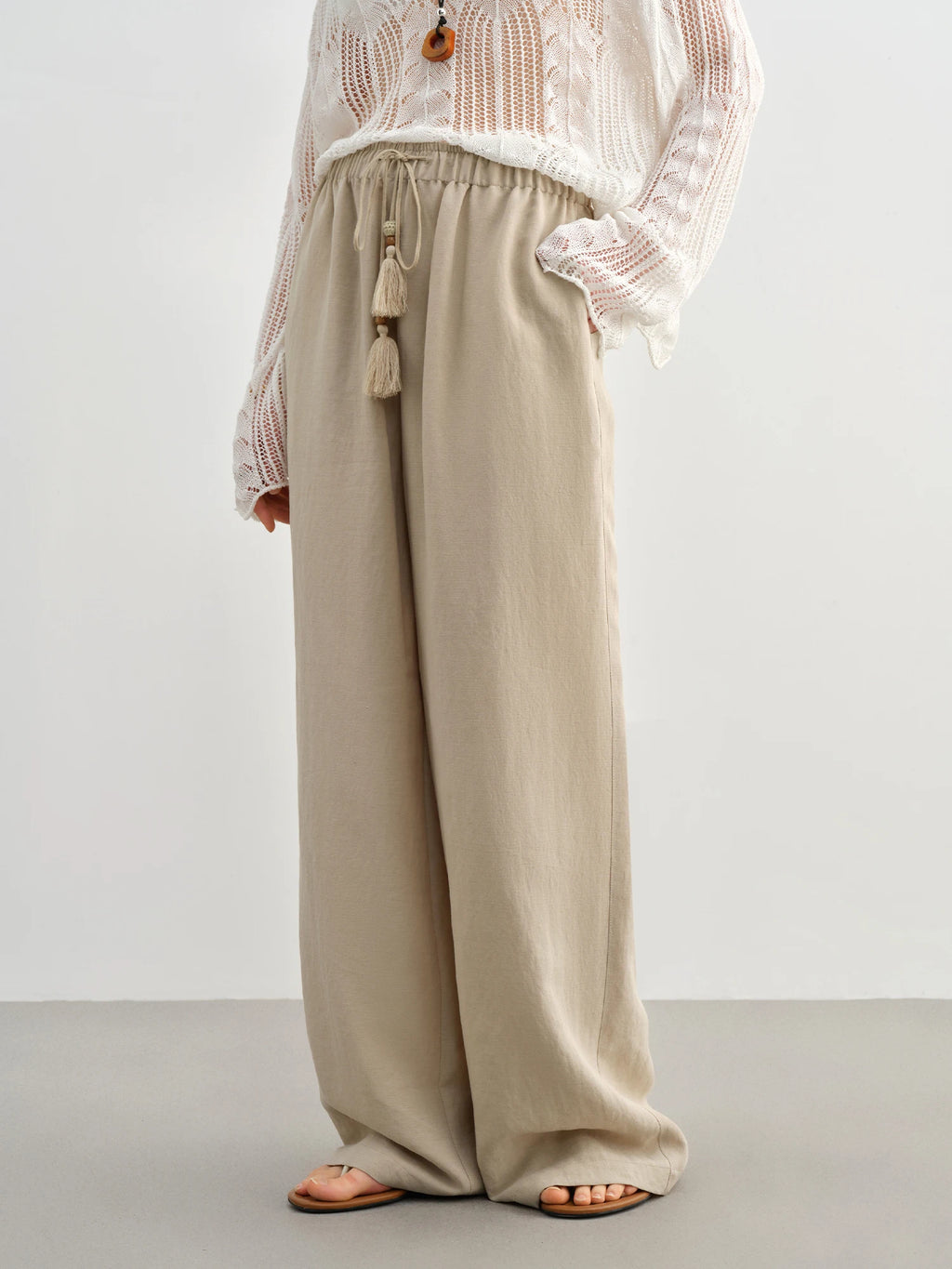 DUSHU 2025 Summer Plus-Size Linen-Like Pants - Relaxed Fit & Breathable Blend with Casual Elegance 25DS82241