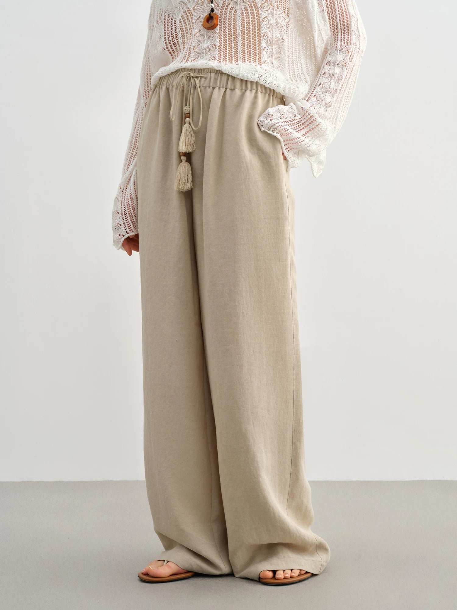 DUSHU 2025 Summer Plus-Size Linen-Like Pants - Relaxed Fit & Breathable Blend with Casual Elegance 25DS82241