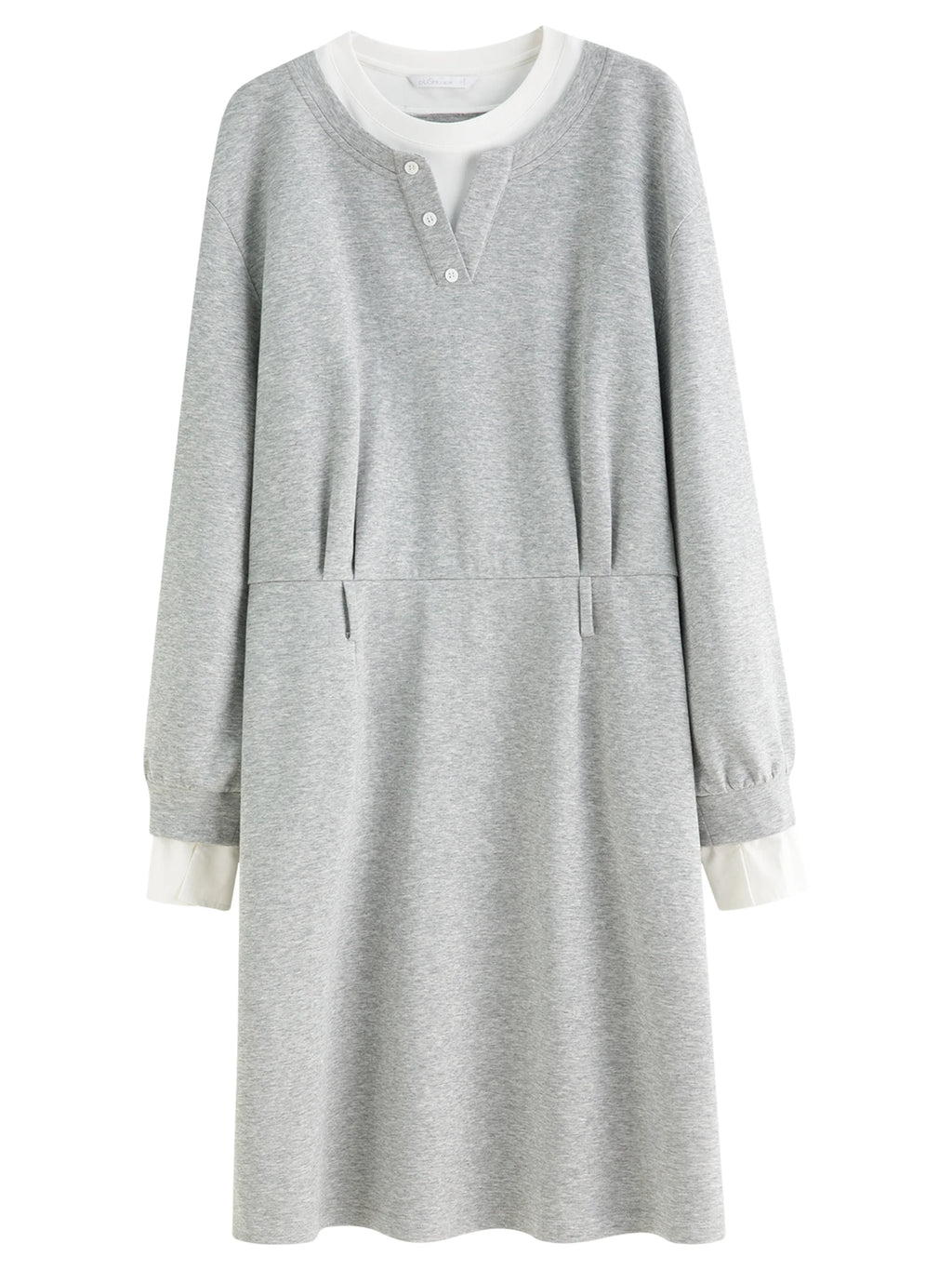 FSLE Autumn 2025 Women's Mock Layer Dress - Flattering Fit Versatile Length Shift Style Casual Elegant with Lace Trim