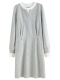 FSLE Autumn 2025 Women's Mock Layer Dress - Flattering Fit Versatile Length Shift Style Casual Elegant with Lace Trim