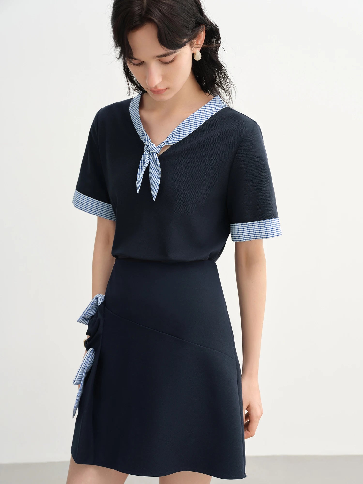 DUSHU Bowknot Three-dimensional Pleated Skirt For Women 2025 Summer New Commuting Fashion All-match A-line Skirt 25DS82417