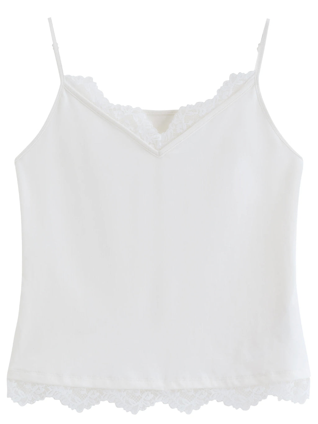 DUSHU 2026 Summer Women's Lace Trim V-Neck Sleeveless Top - Flattering Slim Fit Elegant Camisole for Daily and Summer Layering