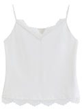 DUSHU 2026 Summer Women's Lace Trim V-Neck Sleeveless Top - Flattering Slim Fit Elegant Camisole for Daily and Summer Layering