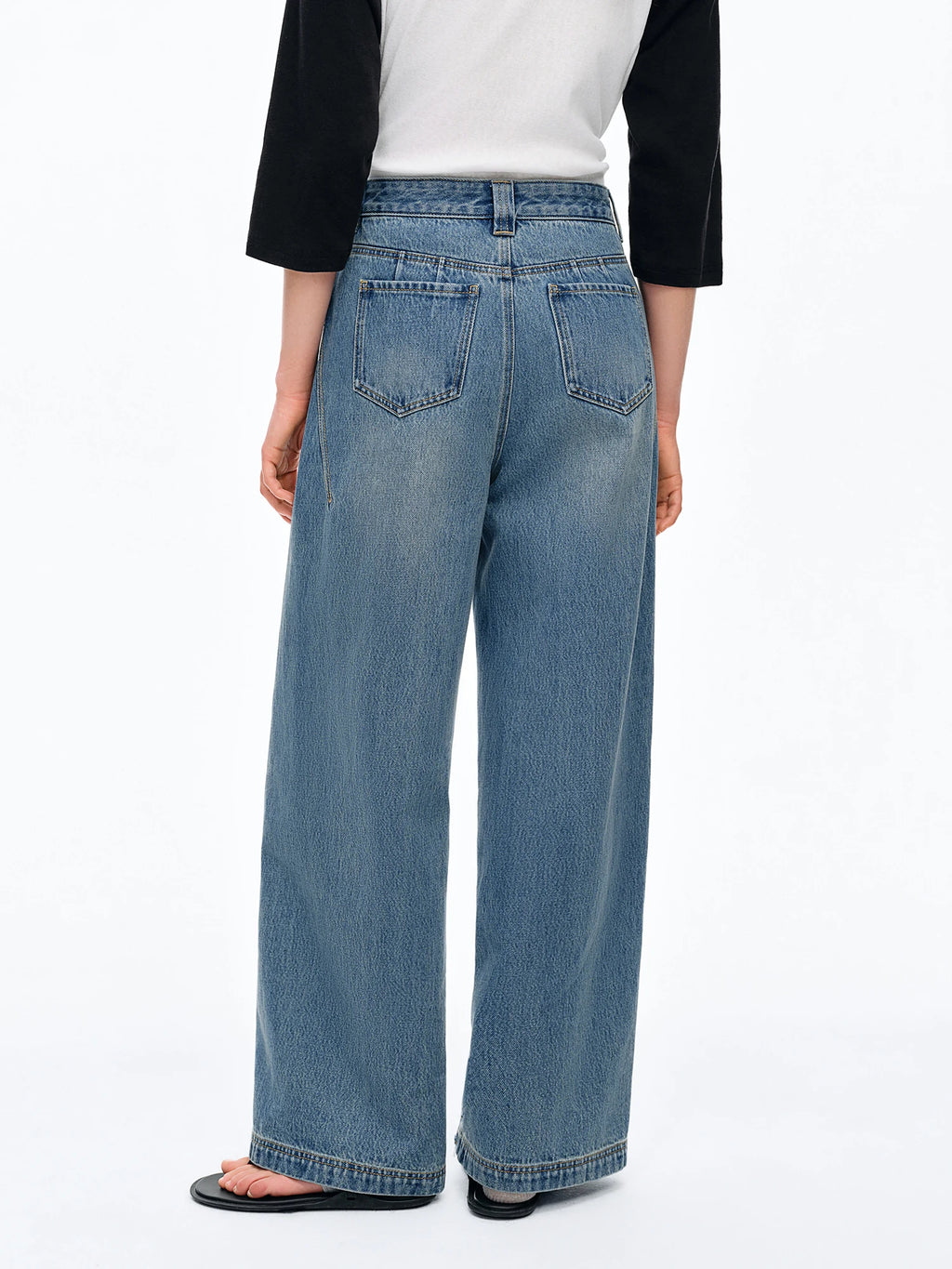 DUSHU 2026 Summer Women's 100% Cotton High Waist Wide-Leg Jeans - Flattering Straight Cut Denim Pants for Casual Summer Wear