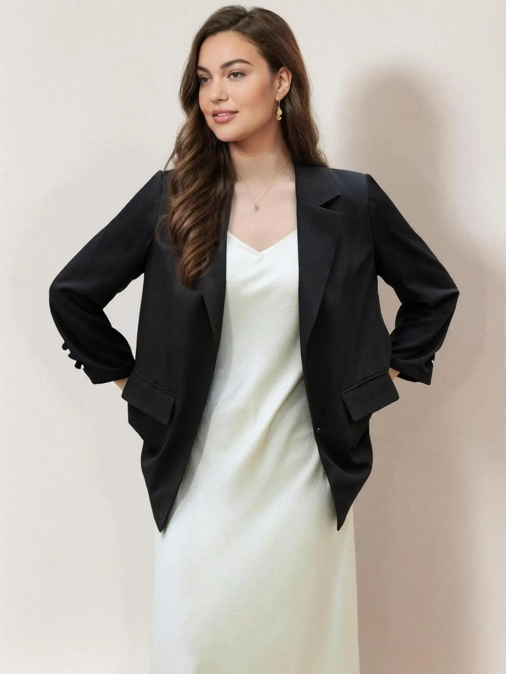 DUSHU Plus Size 2025 Spring New Sun Protection Cool Commuter Long Sleeve Straight Shoulder Blazer Chic Jacket  25DS81276