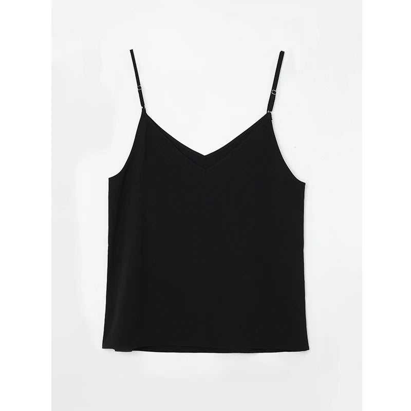 DUSHU Casual Streetwear Women Cami Tops Sexy V Neck Summer Black Tank White Elegant Sleeveless Cute Ladies Clothes