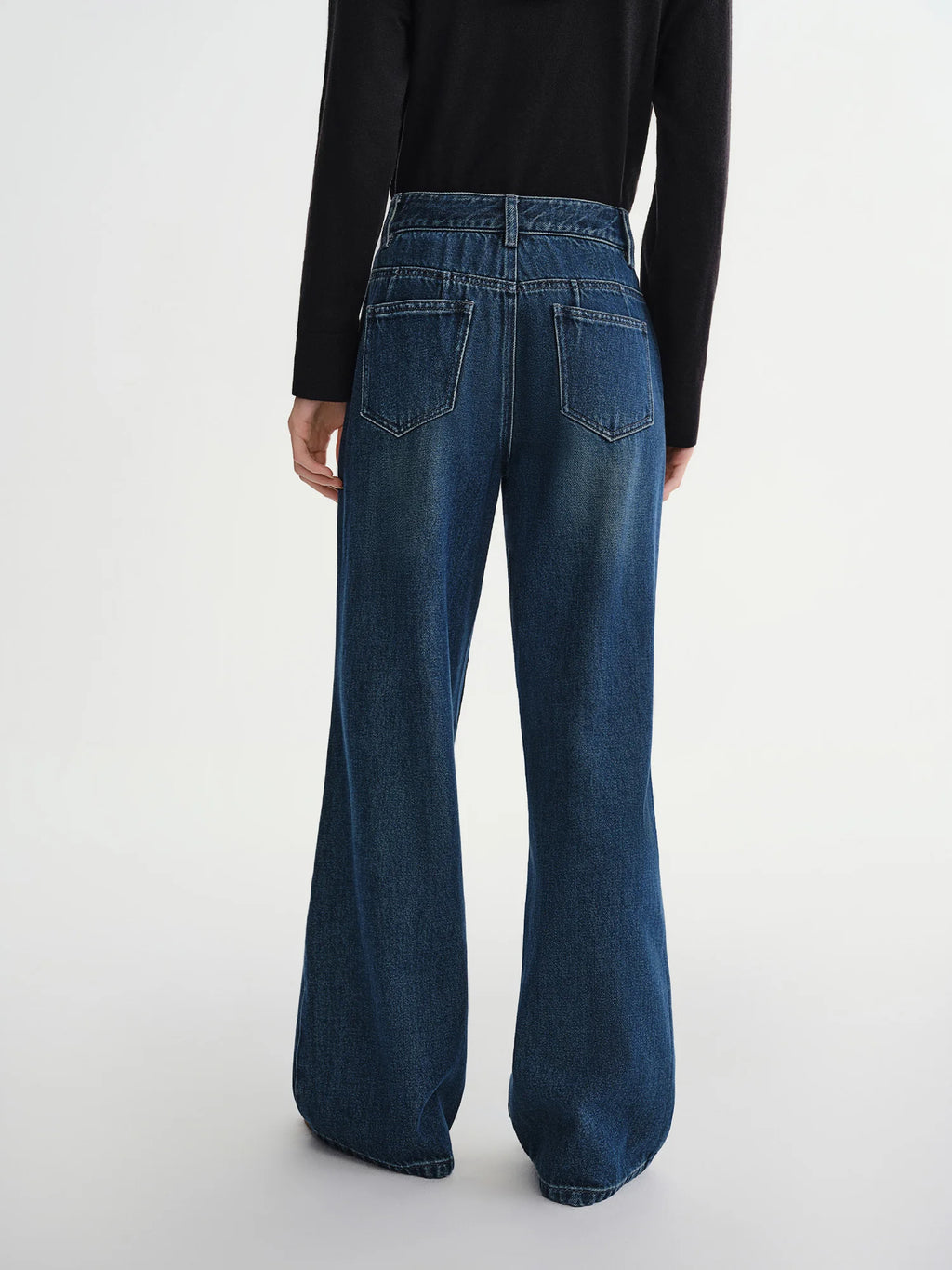 DUSHU Plus Size Women's Modern Denim Wide Leg Jeans 2025 Winter Fashion Belted High Waist Trousers with Casual Comfort Fit