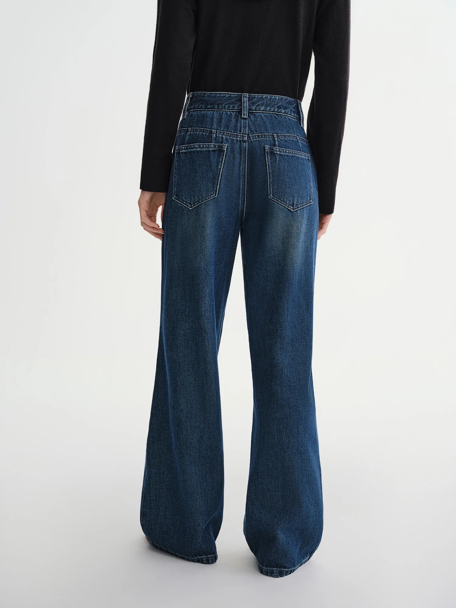 DUSHU Plus Size Women's Modern Denim Wide Leg Jeans 2025 Winter Fashion Belted High Waist Trousers with Casual Comfort Fit