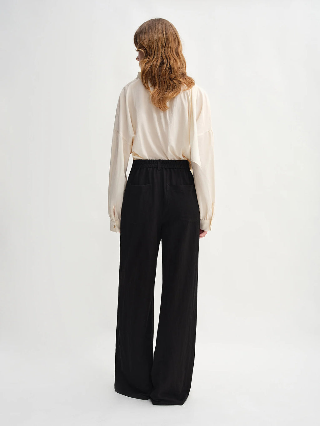 DUSHU Autumn 2025 Relaxed Fit Pants - Elasticated Waistback Flared Leg Casual Bottoms Office Chic Women Trousers