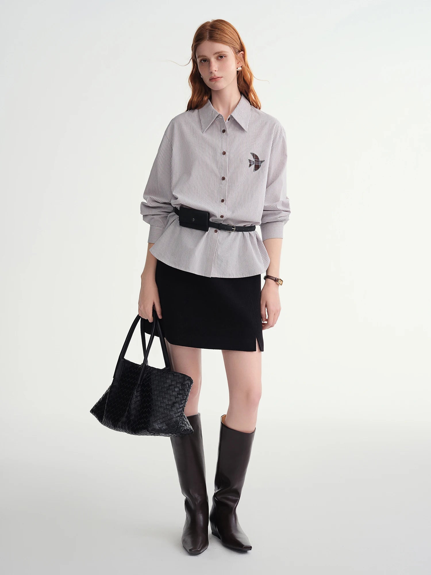 DUSHU Classic Long and Short Elastic Waist A-line Skirt 2025 Winter Skirt for Women Solid Simple Commuting Office Ladies College
