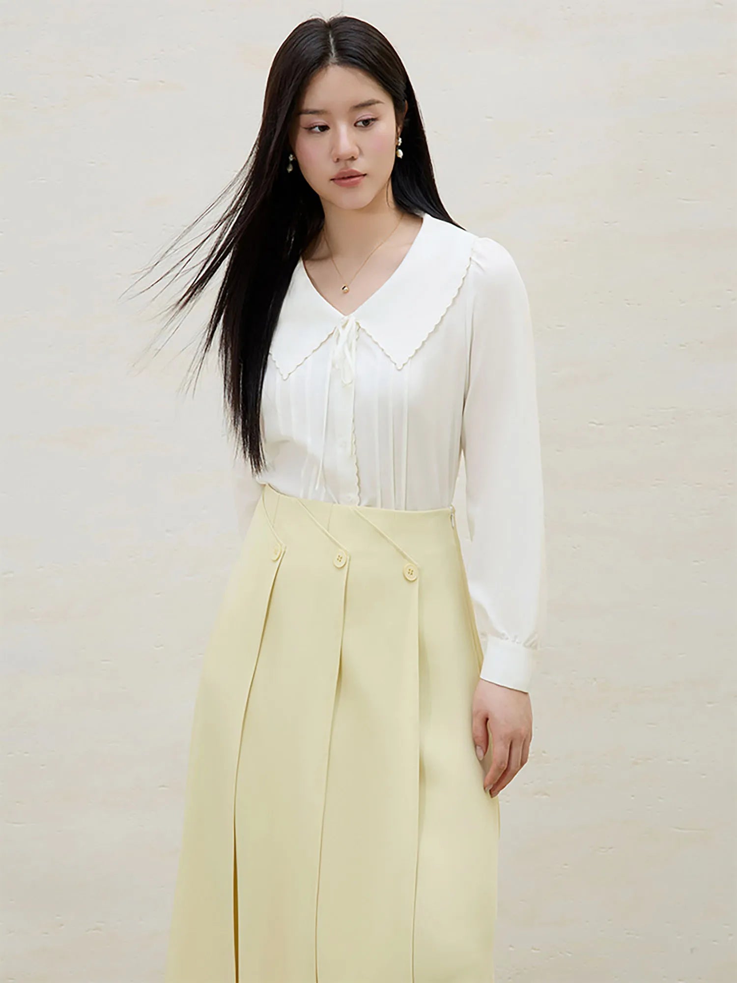 DUSHU Plus Size Spring Modal Doll Collar Shirt 2025 Spring New Anti-wrinkle Micro Tops All-match Casual Women Wear 25DS81187