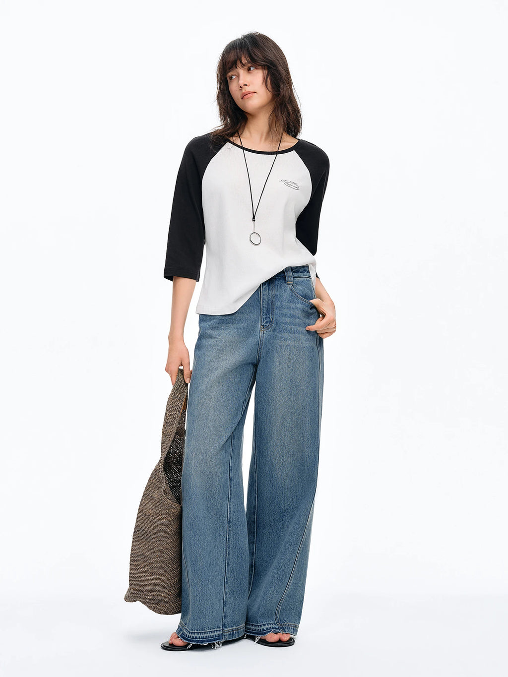 DUSHU 2026 Summer Women's 100% Cotton High Waist Wide-Leg Jeans - Flattering Straight Cut Denim Pants for Casual Summer Wear