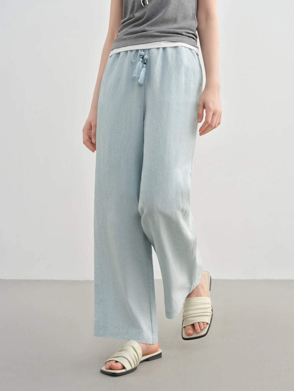 DUSHU 2025 Summer Plus-Size Linen-Like Pants - Relaxed Fit & Breathable Blend with Casual Elegance 25DS82241