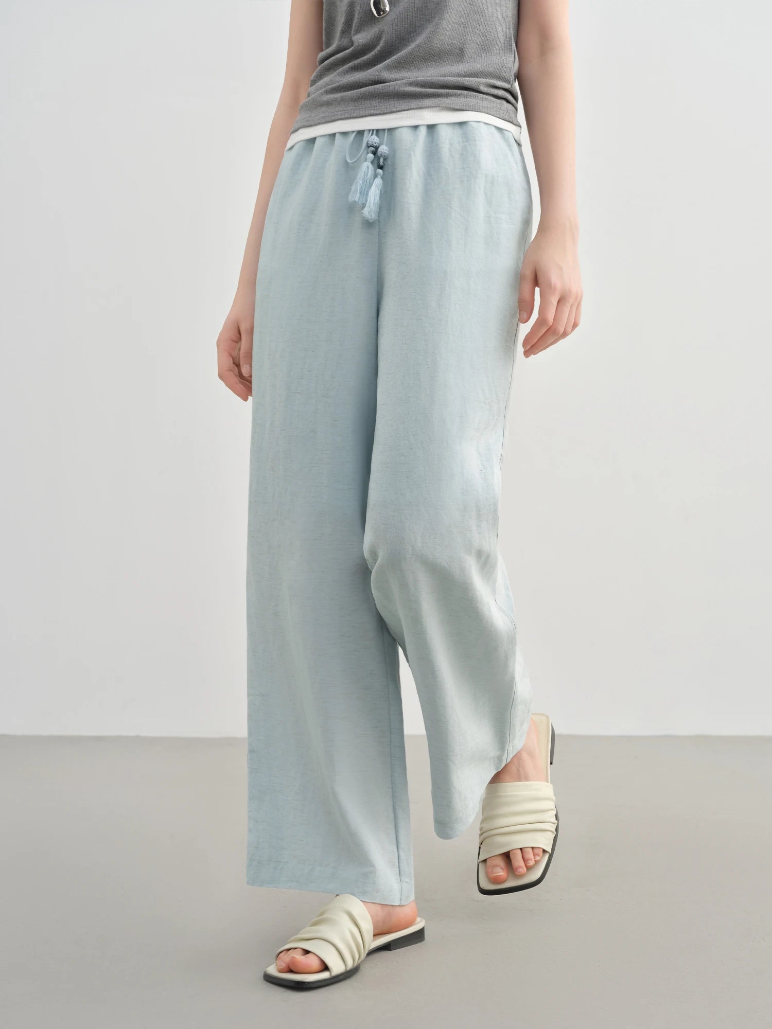 DUSHU 2025 Summer Plus-Size Linen-Like Pants - Relaxed Fit & Breathable Blend with Casual Elegance 25DS82241