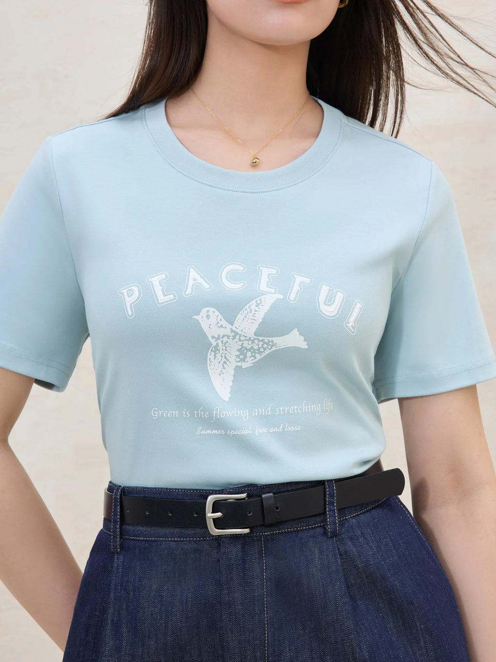DUSHU Plus Size Round Neck Short Sleeve Printed Cool T-shirt 2025 Summer New Arrival Loose Straight Top for Women 25DS82196