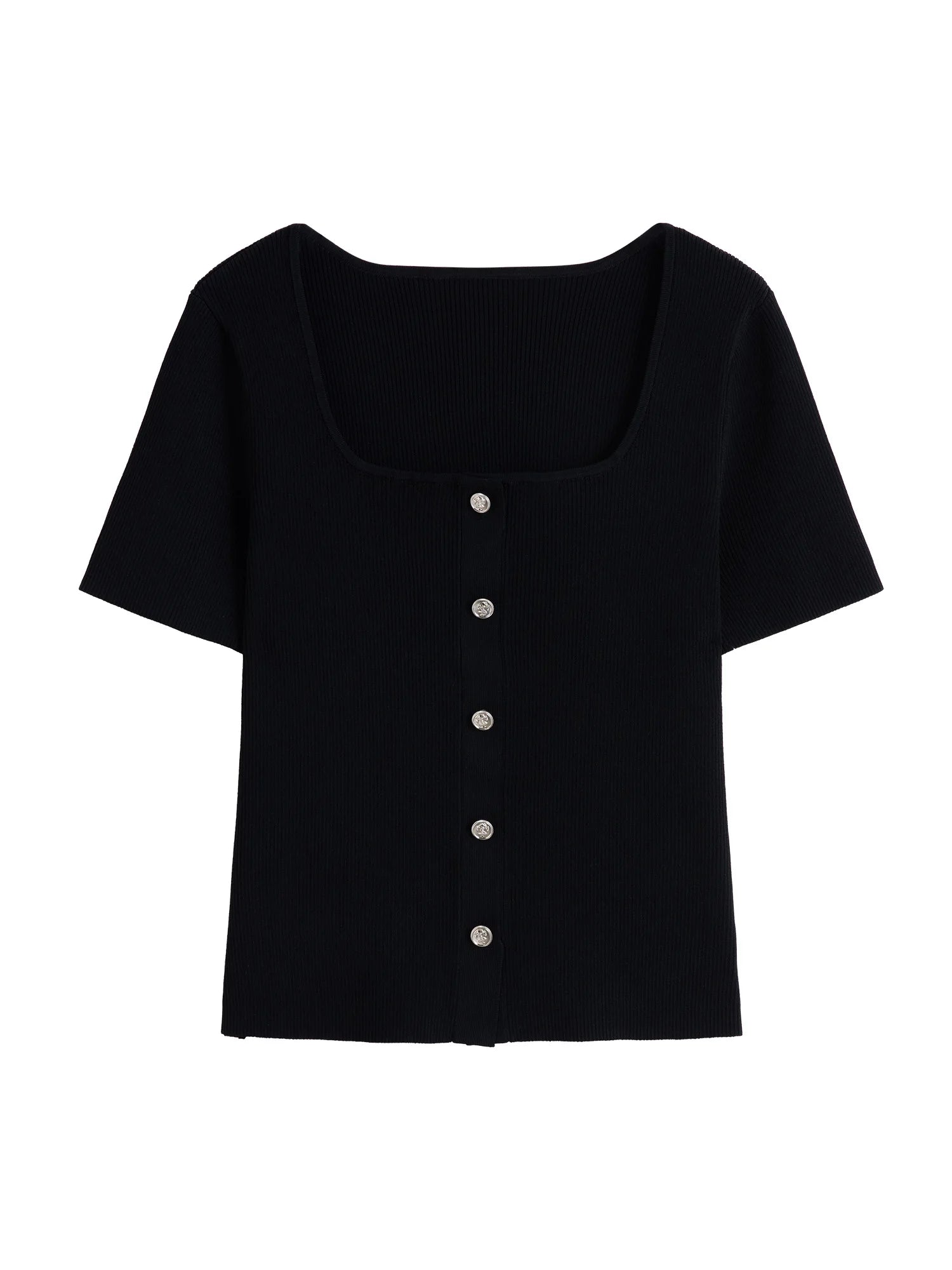 DUSHU Commuting Temperament Knitted Short-sleeved Women 2025 Summer New Style Skin-friendly Comfortable Versatile Tops 25DS82040