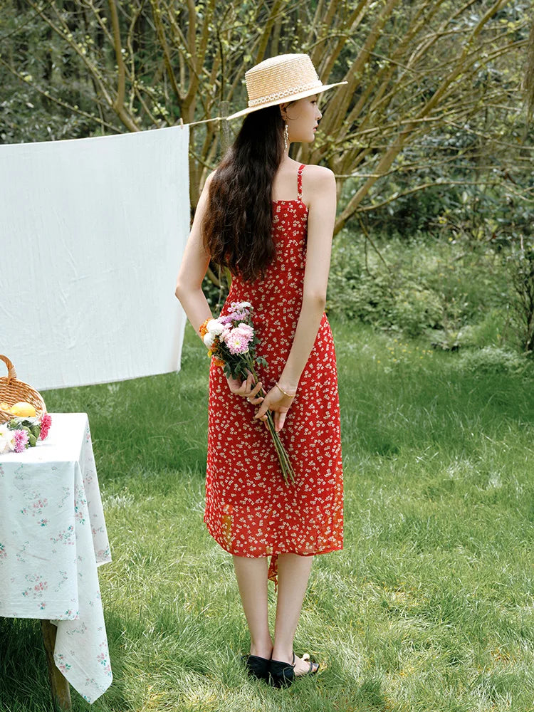 DUSHU Romantic Atmosphere Floral Ruffled Dress New Summer Style Dynamic Women's Women Casual Loose Women Dress 24DS82482