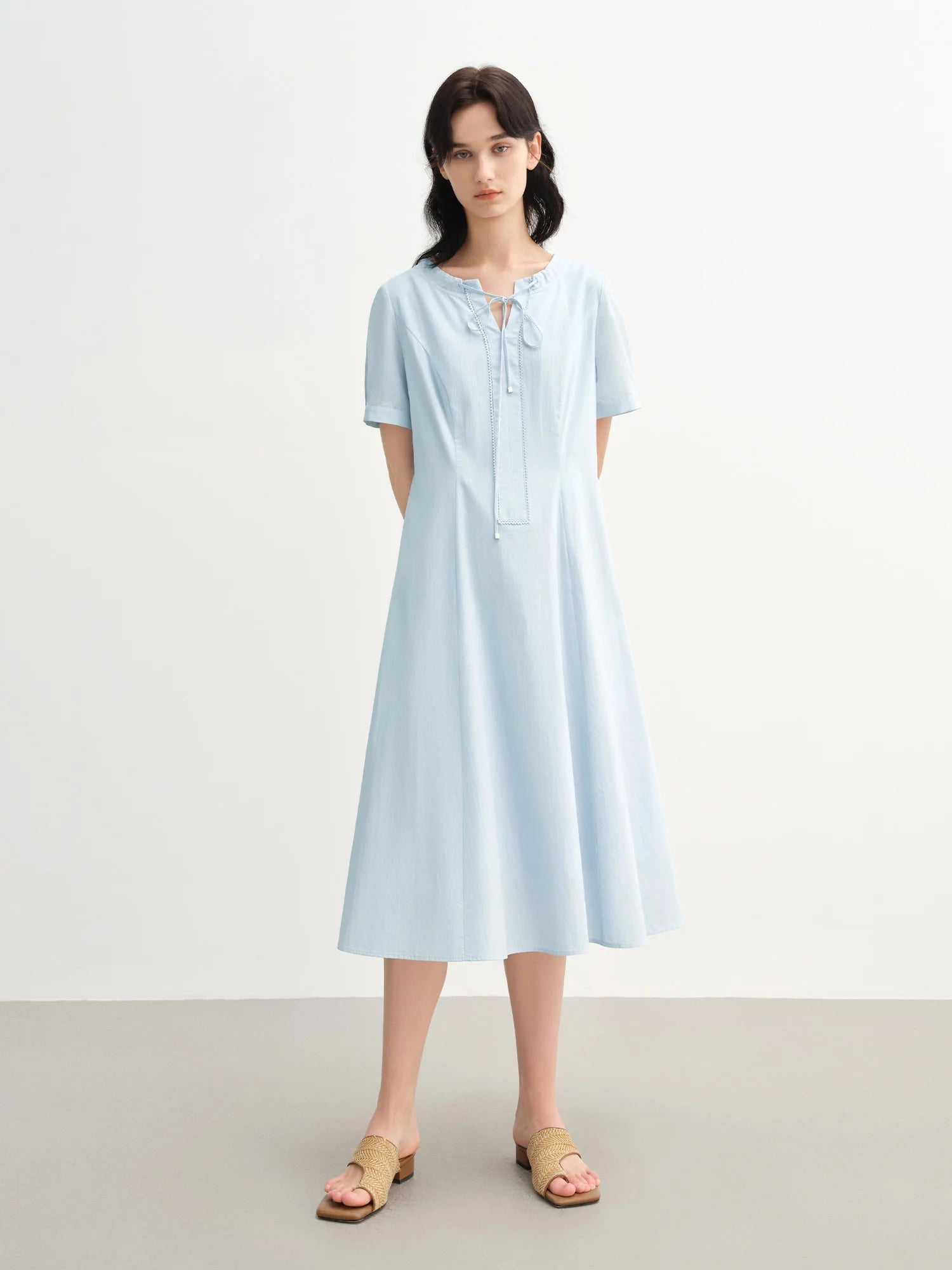 DUSHU Minimalism Style Women Daily Commuting Dress 2025 Summer New Fashion Temperament French Style Long Dress 25DS82454