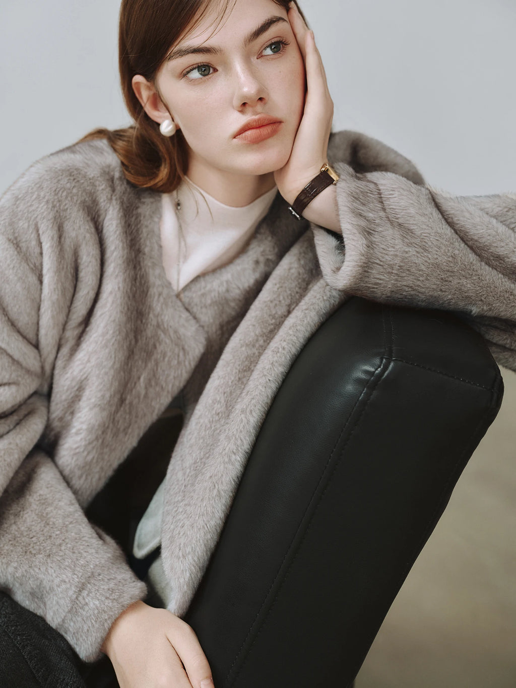 DUSHU Plus Size Faux Mink Eco-friendly Fur Coat New Winter 2025 Loose Fit Short Coat Banquets Commuting Classic Elegant Design
