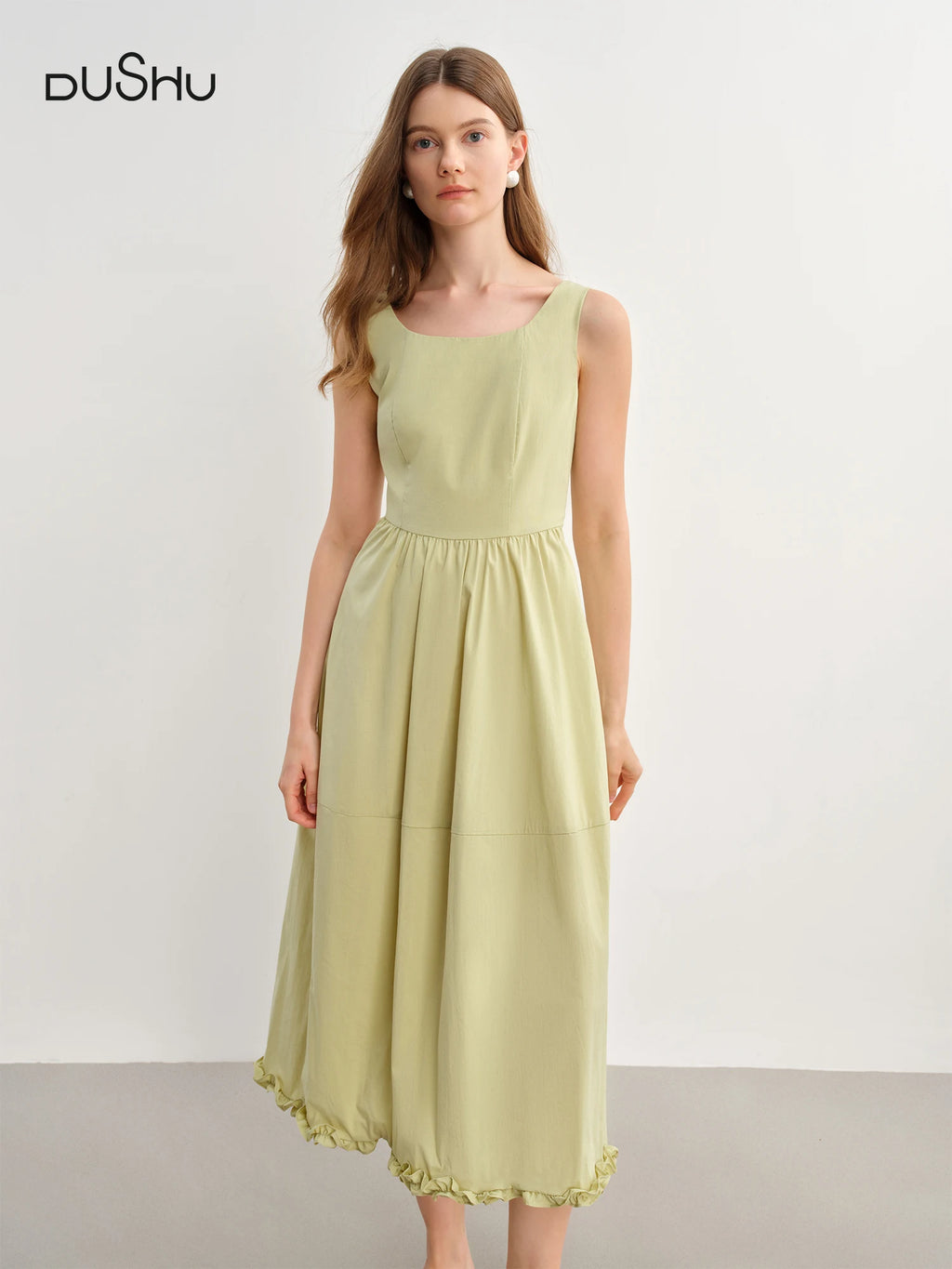 DUSHU 2025 Summer Women's Curve-Enhancing A-Line Dress - Contoured Waist & Retro-Inspired Straps for Effortless Elegance