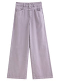 DUSHU 2025 Women's Multi-Color Straight Jeans - Casual Wide Leg Denim Pants Comfort Daily Wear New Arrival