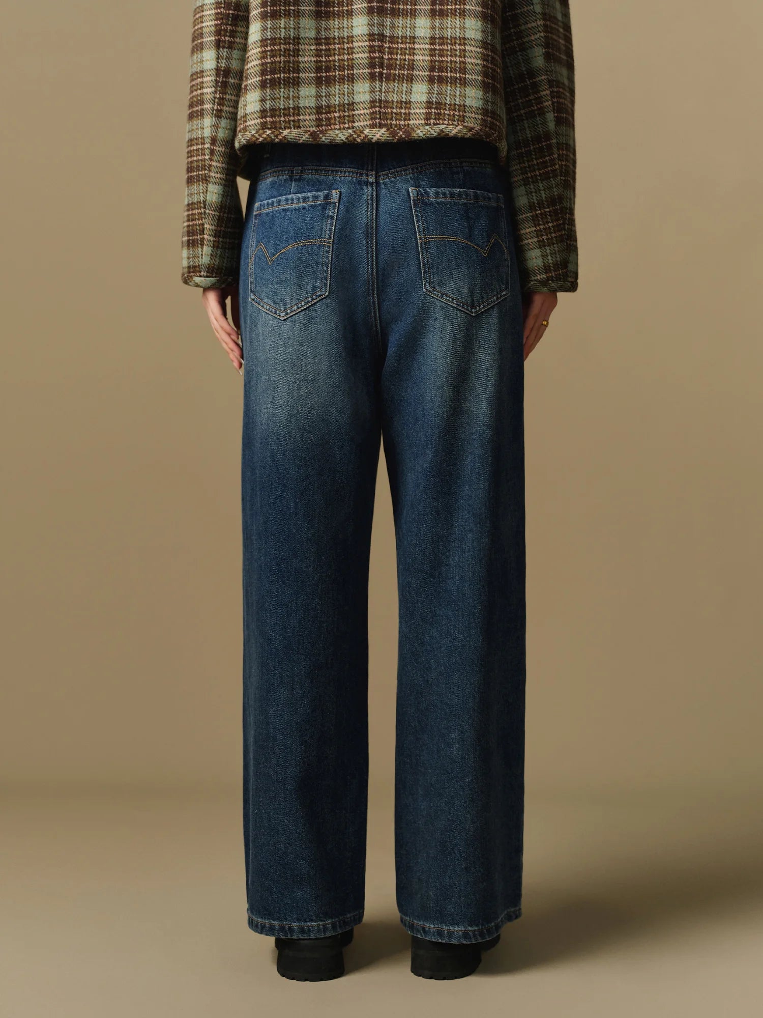 DUSHU Plus Size Women's High Waisted Straight Leg Jeans 2024 Winter Outfit New Classic Slimming Denim Pants 24DS84212