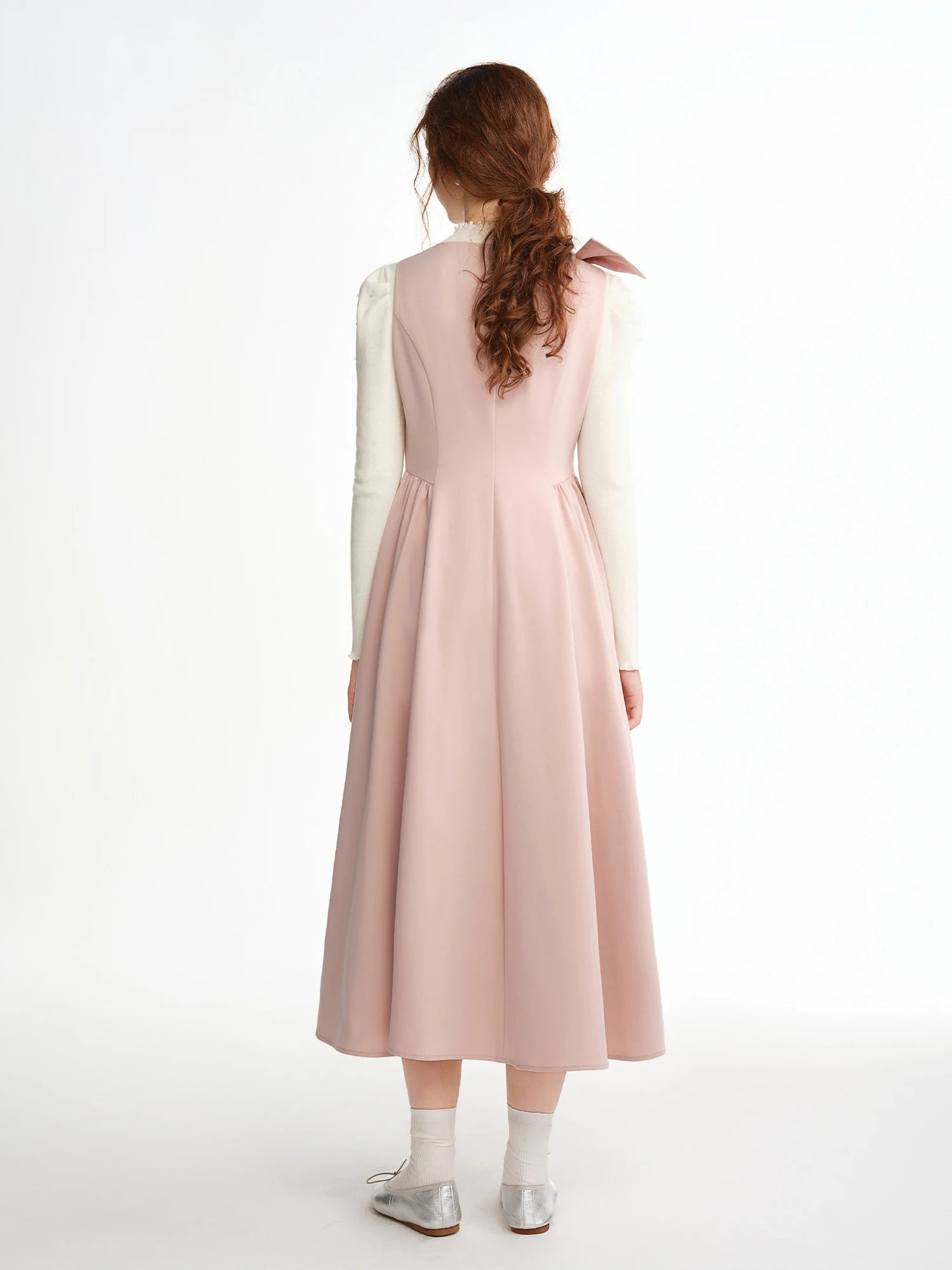 DUSHU 2025 Winter Women's Bow Detail Party Wear Dress for Office - Elegant Bowknot Cocktail Dress with Long Sleeves and A-Line