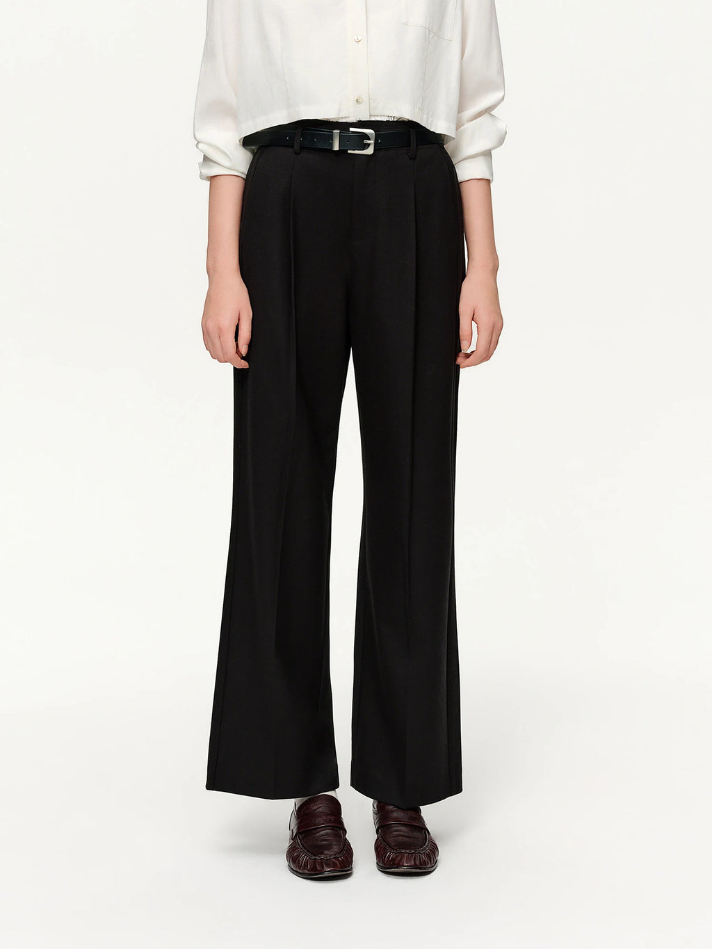 DUSHU 2026 Spring Women's Relaxed Wide Leg Pants, High Waist Casual Lounge Palazzo Trousers, Grey Flowy Straight Leg Joggers