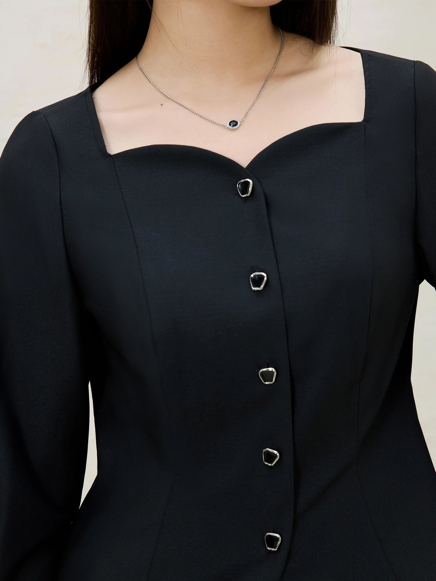 DUSHU Office Lady Women's French Square Collar Simple Retro Blouse 2025 Spring New Style Casual Loose Shirts 25DS81297