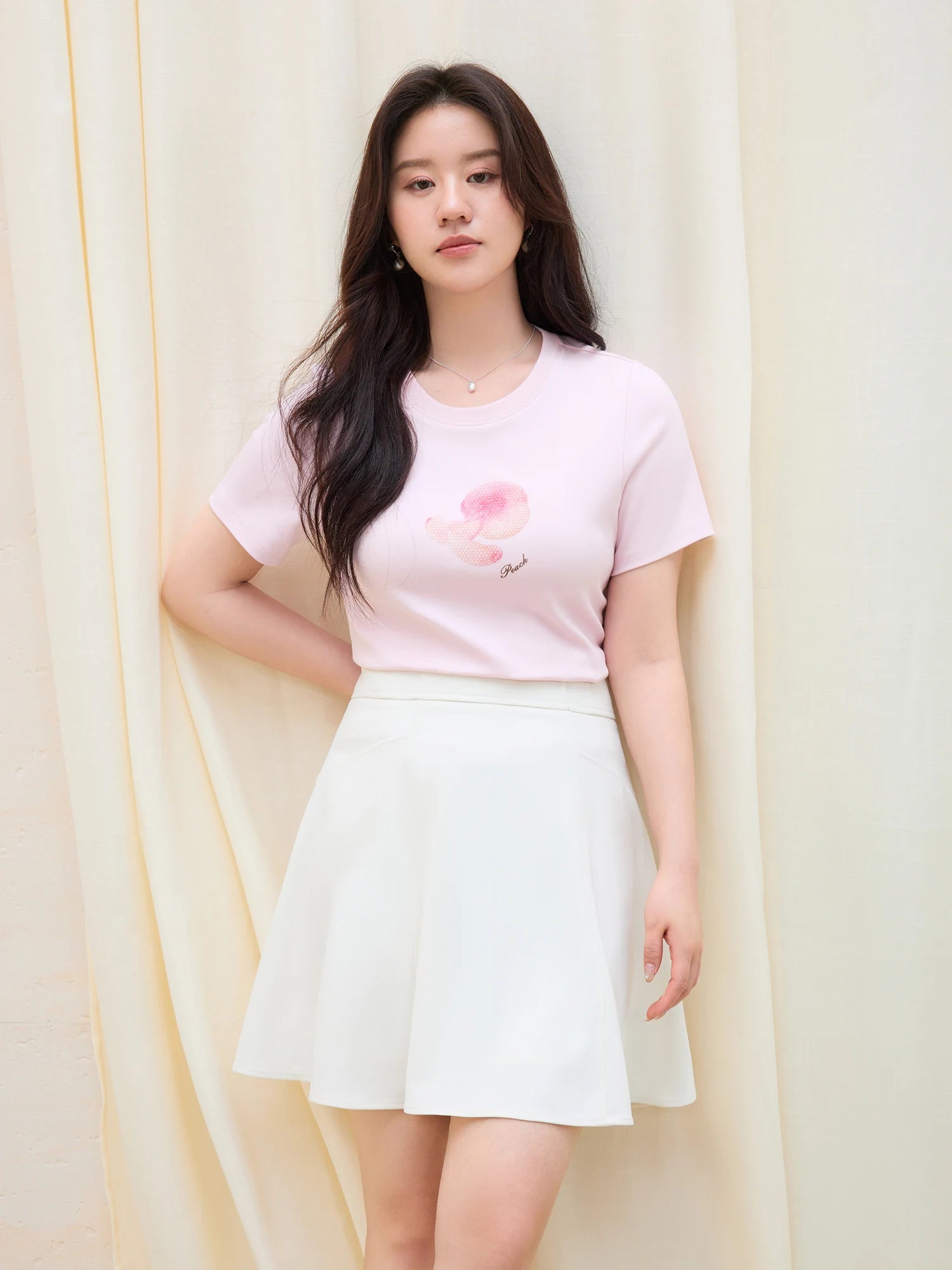 DUSHU 2025 Summer Women's Fruit Print Crystal T-Shirt - Dual-Tone Design & Breathable Cotton Blend for Casual Chic Style