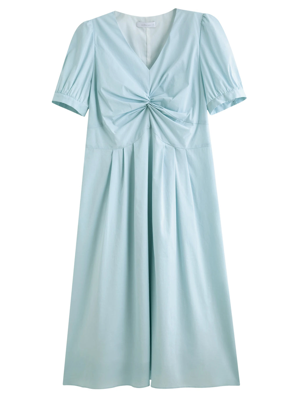 DUSHU 2025 Summer Plus-Size French-Inspired Textured Dress - Elegant Puff Sleeves & Waist Twist Design 25DS82299