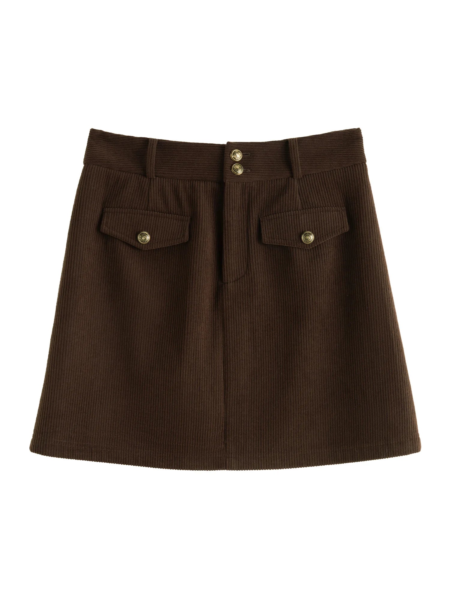 DUSHU【2 Length】Women Winter Corduroy Long Skirt Thicken Lining Fleece Female Brown Mini Skirts Women Skirt 24DS84373+24DS84273