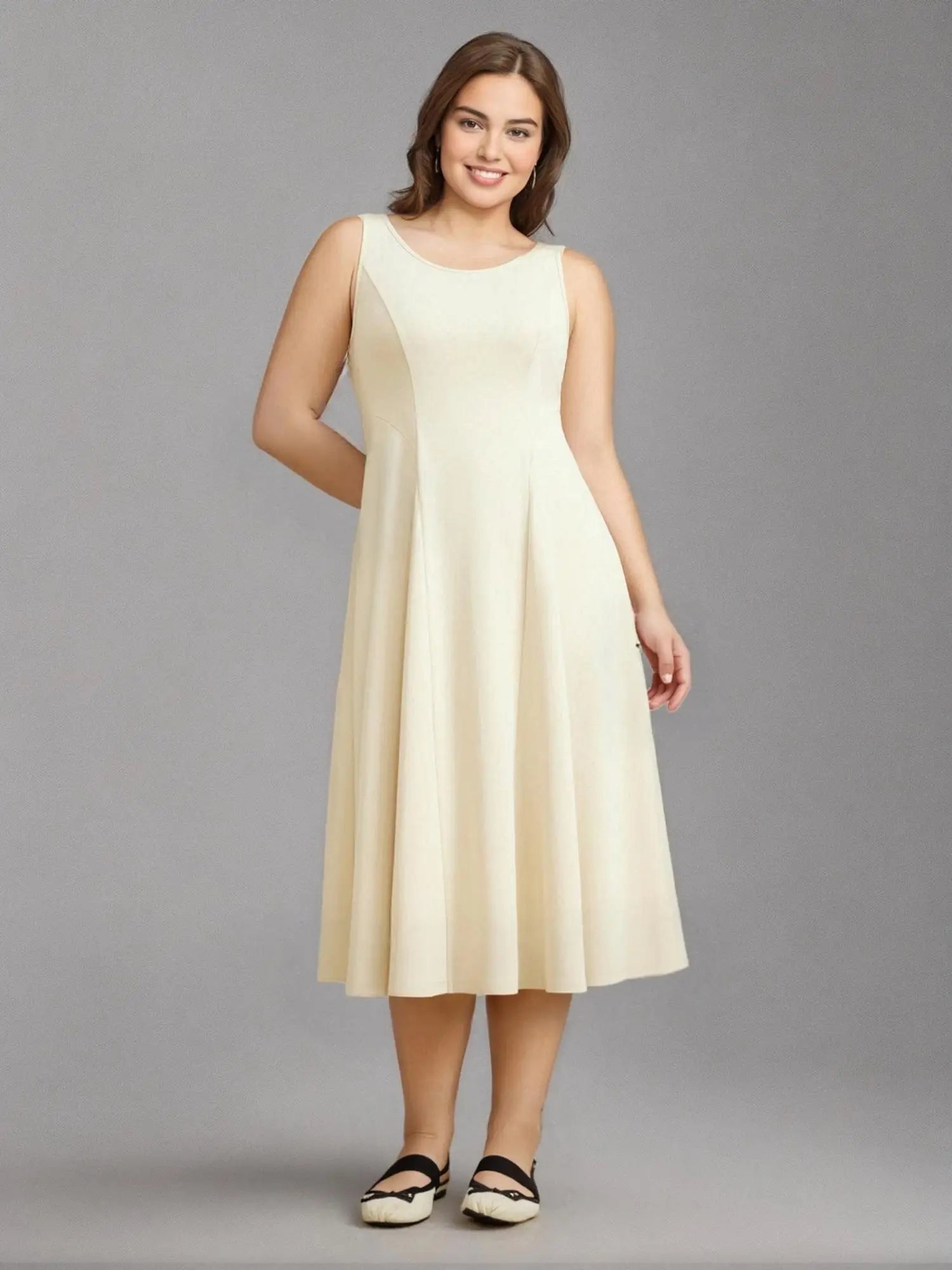 DUSHU Plus Size Women's Slimming U-neck Vest 2025 Spring Sleeveless Two Tone Inner Dress Casual Loose Women Dress 25DS81150