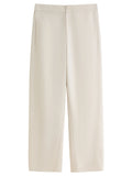 DUSHU 2025 Women's High Waist Flared Hem Pants - Summer Casual Elastic Waistband Ankle-Length Trousers Daily Wear
