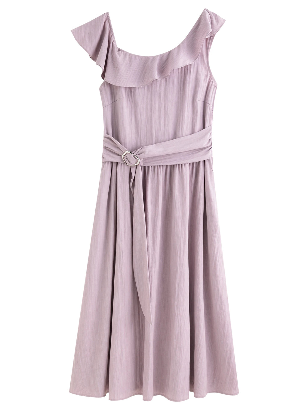 DUSHU Light Purple Romantic Ruffled Off-shoulder Sleeveless Dress 2025 Summer New Arrival Long Dress Holiday Season 25DS88013