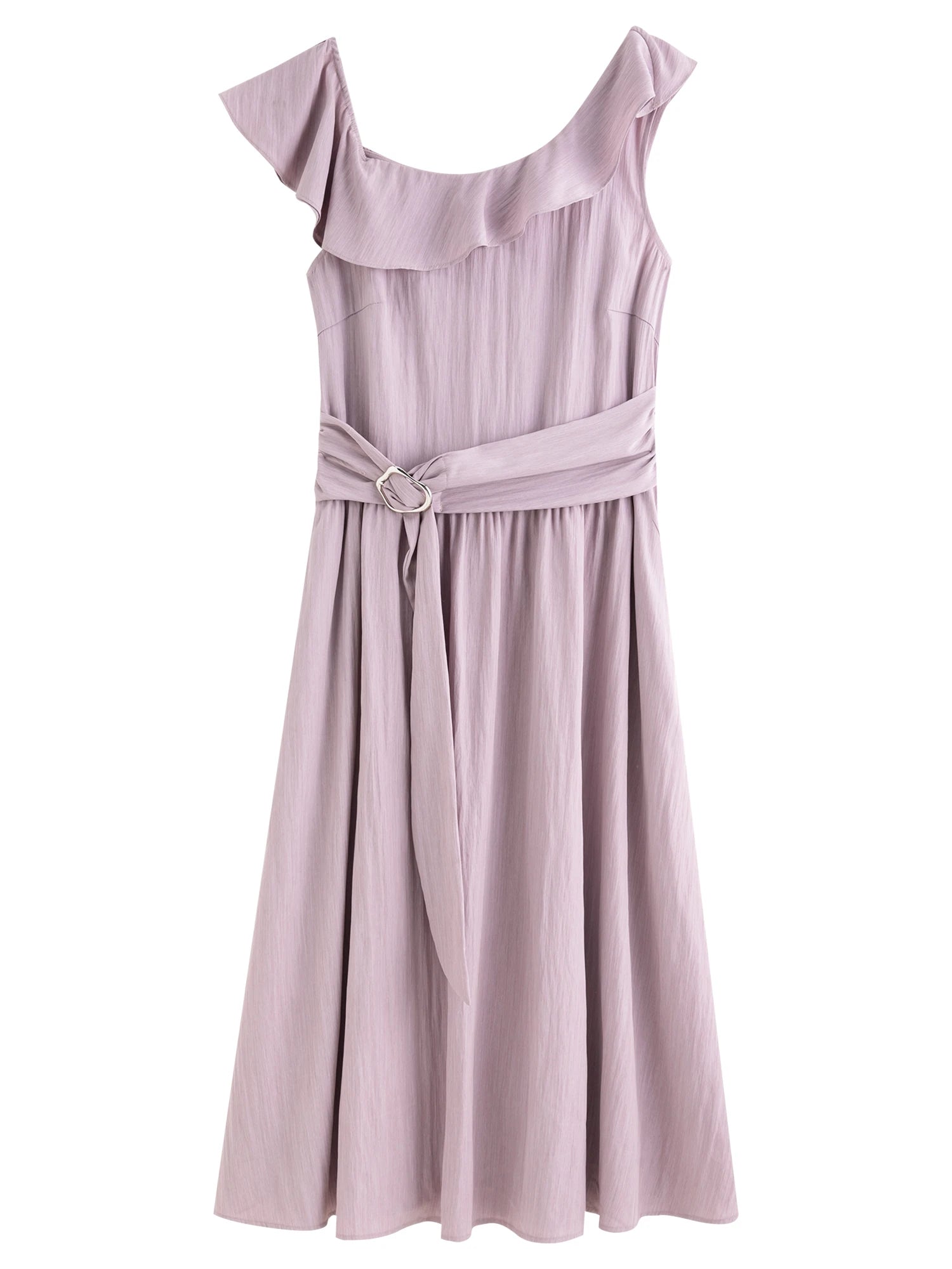 DUSHU Light Purple Romantic Ruffled Off-shoulder Sleeveless Dress 2025 Summer New Arrival Long Dress Holiday Season 25DS88013