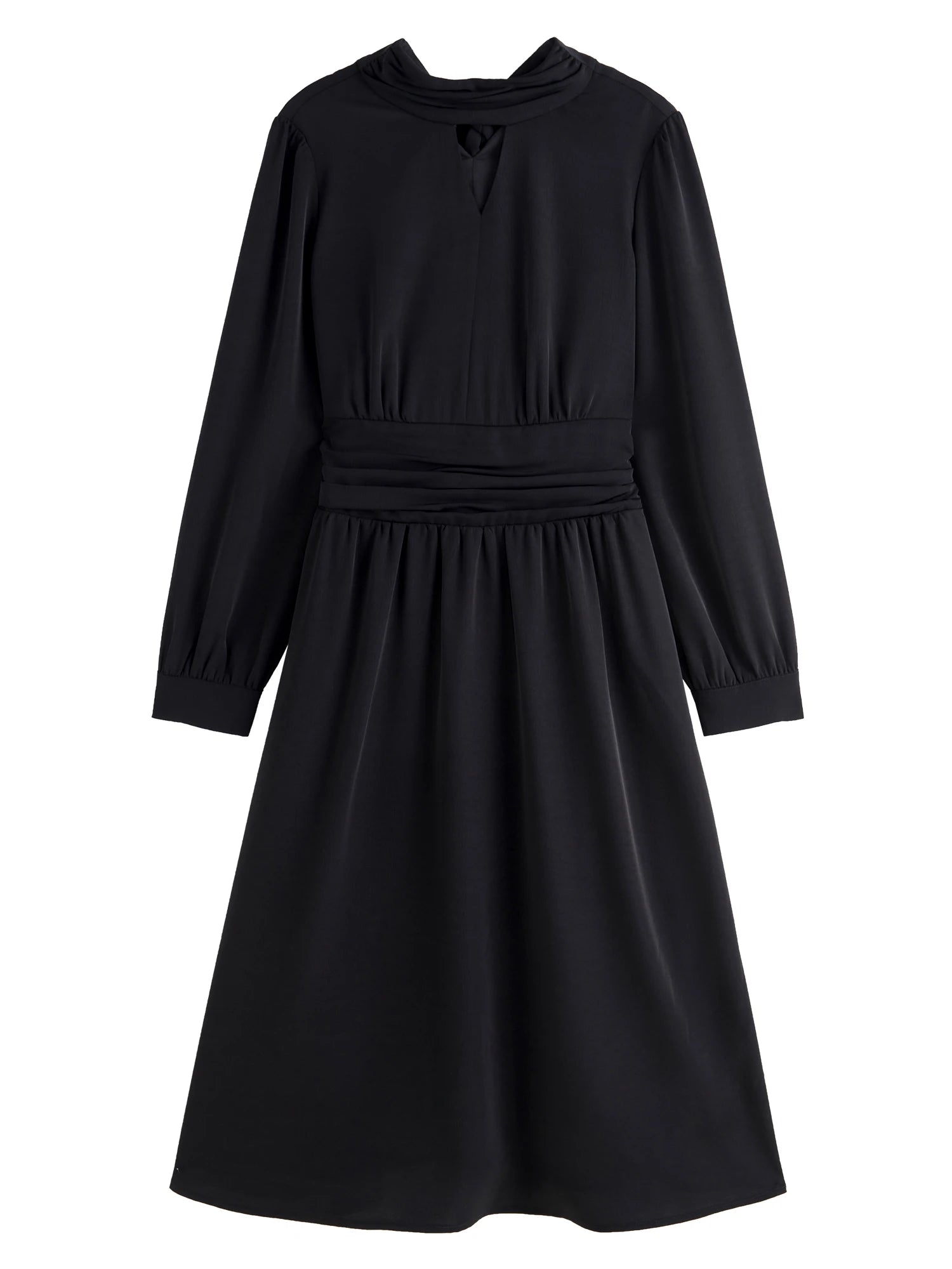 DUSHU Office Lady Elegant Temperament Dress 2024 Autumn New Item Retro Simple V-neck Elegant Black Dress for Women 24DH83020