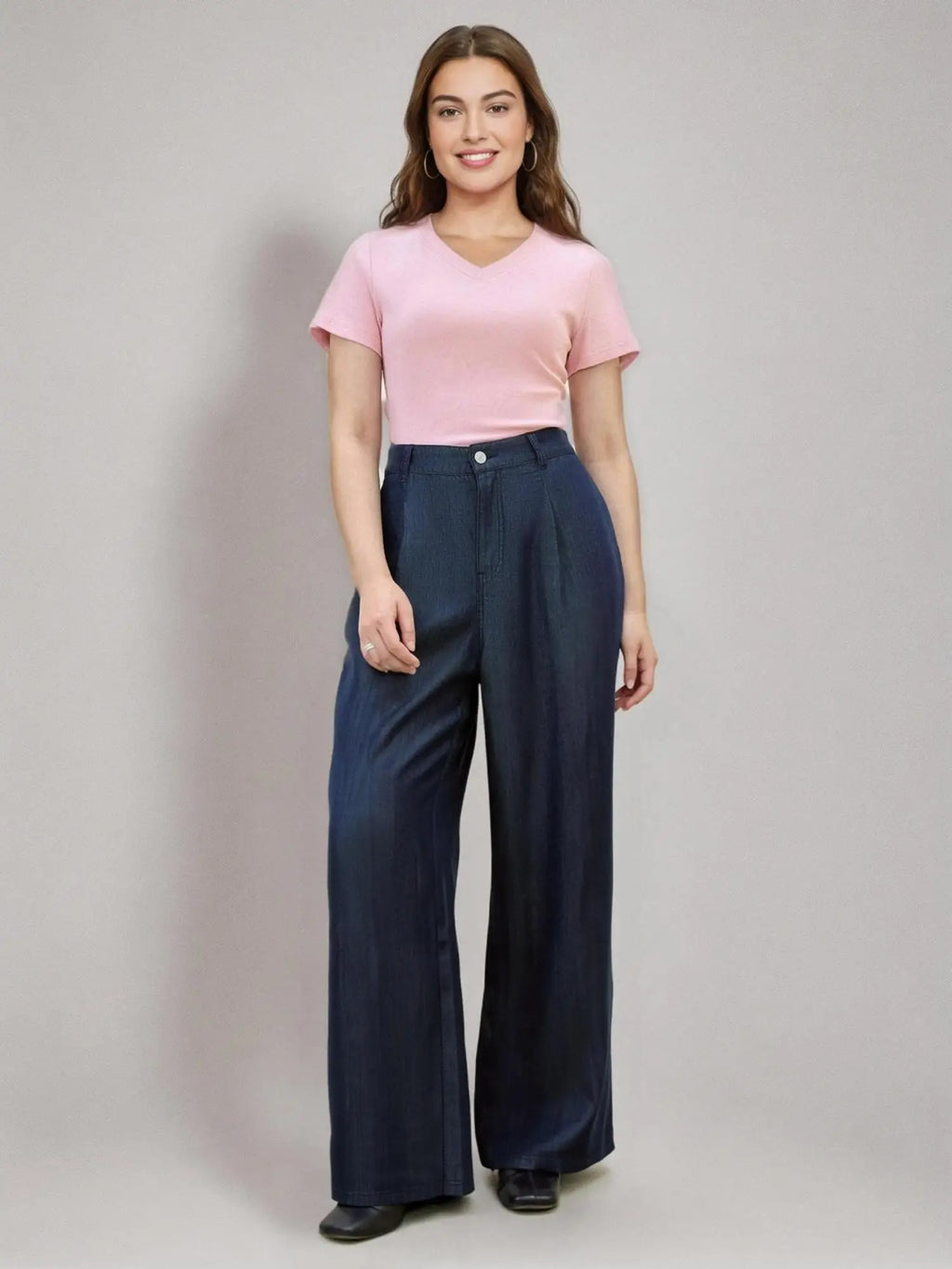 DUSHU Women High-Stretch Structured Shoulder V/U Neck Tee 2025 Summer Casual T-Shirt Elastic Cotton Y2K Fashion New Arrival