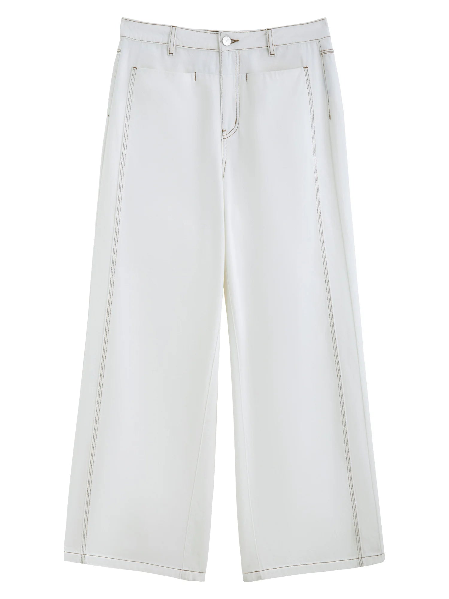 DUSHU Plus Size Contrast Stitch Denim Pants 2025 Summer Straight Leg Two-Tone Horizontal Seam Casual Chic Edgy Style Jeans