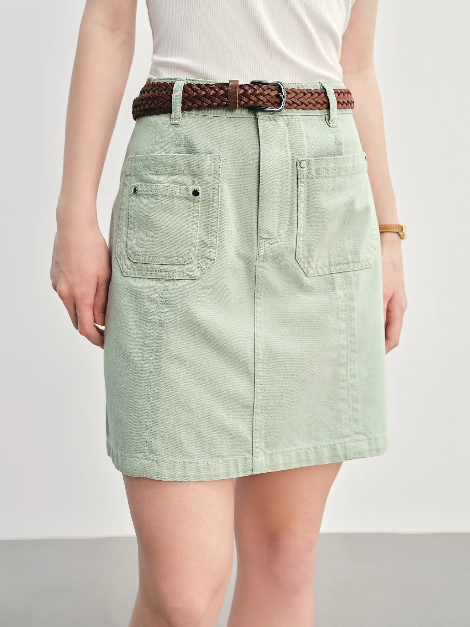 DUSHU Plus-Size Women's High Waisted Jeans Skirt Slimming Fit Skirt for Plus Girls in New Summer Collection 2025 Skirt 25DS82858