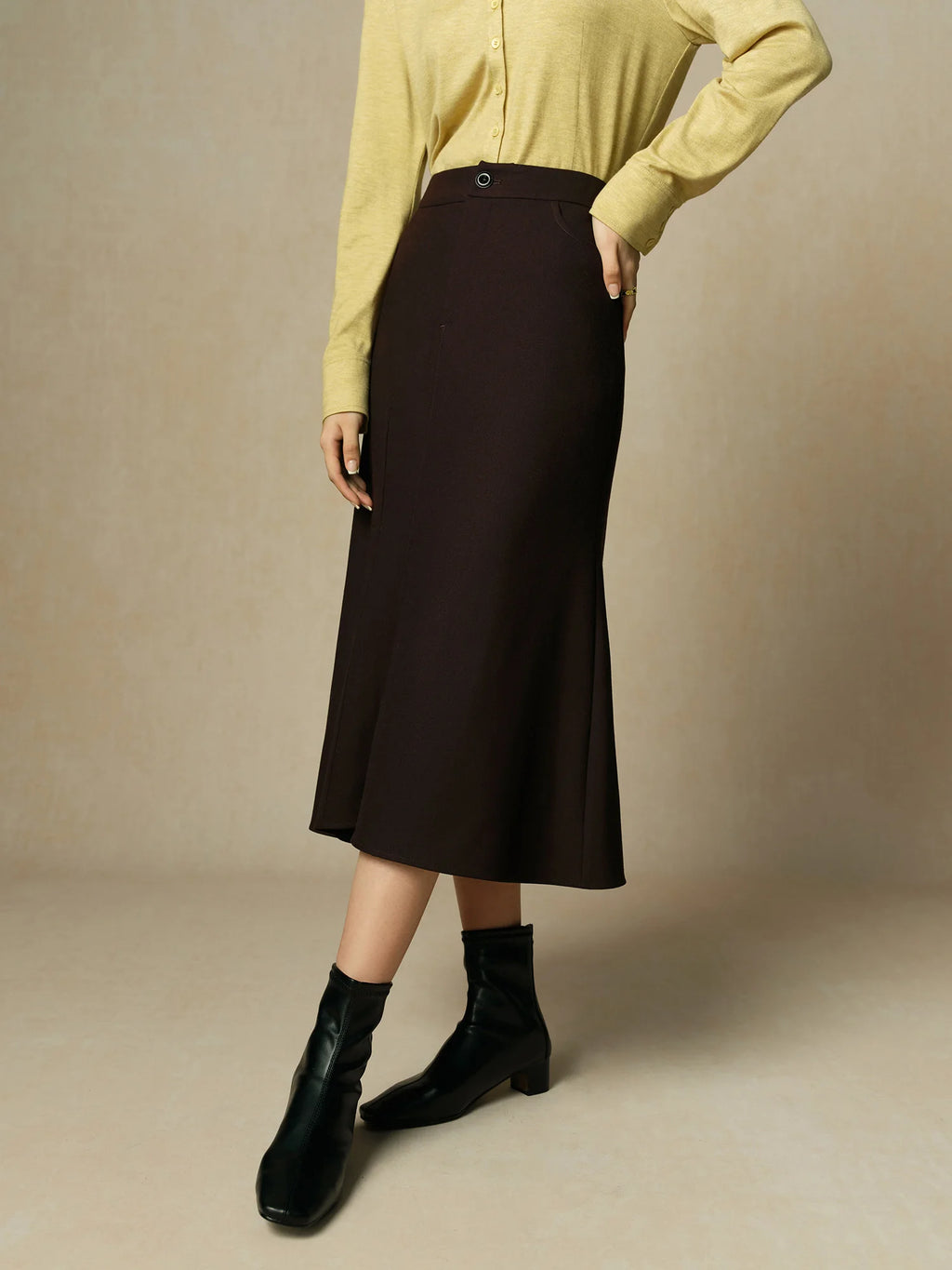 DUSHU Office Lady High Waist Tail Skirt 2024 Winter Temperament Mid Length Skirt for Women Casual Loose Women Skirts 24DH84060