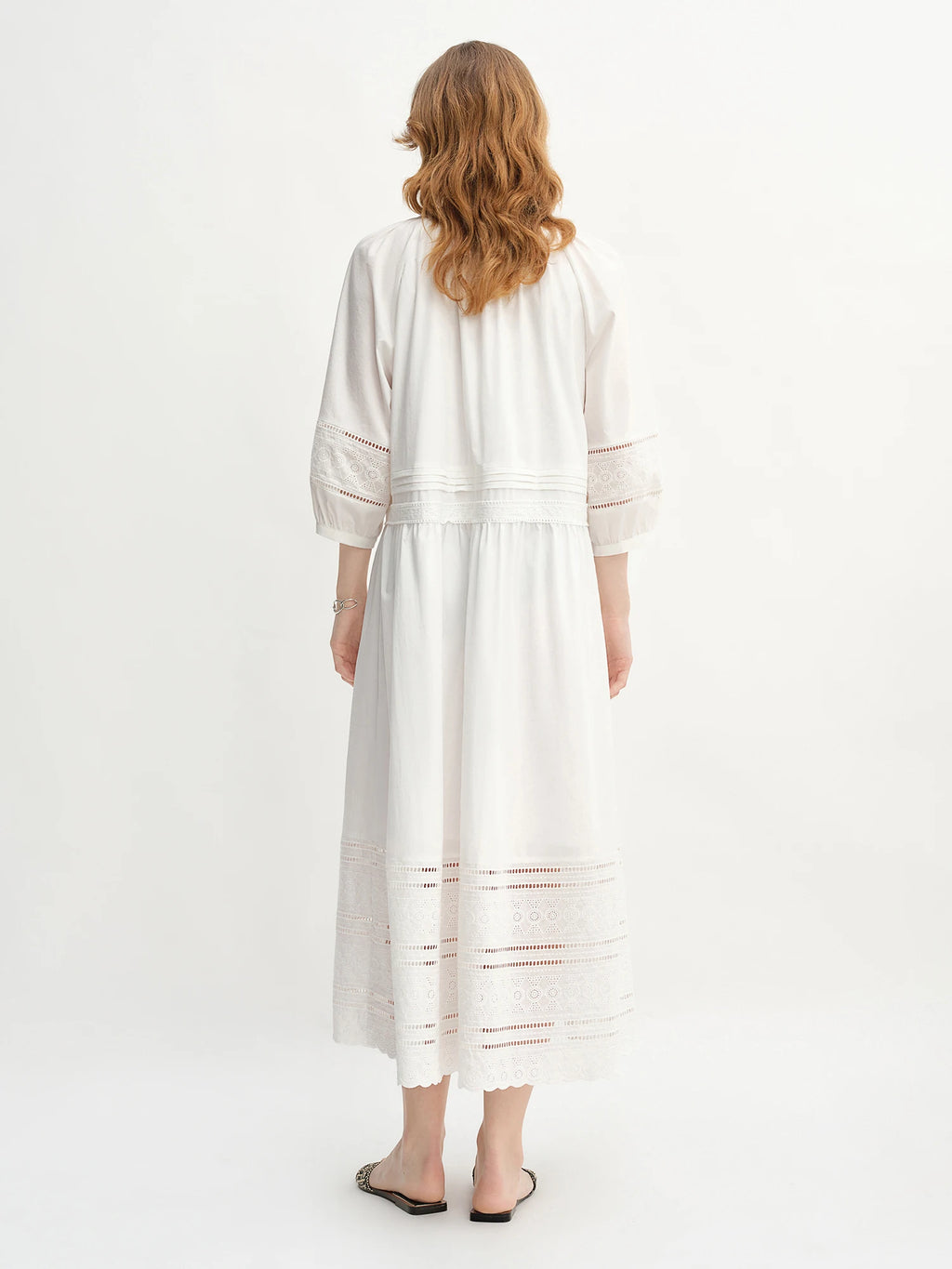 DUSHU Autumn 2025 French-Inspired Dress - Embroidered Lace Panel A-Line Flattering Silhouette Relaxed Fit Women Vintage Maxi