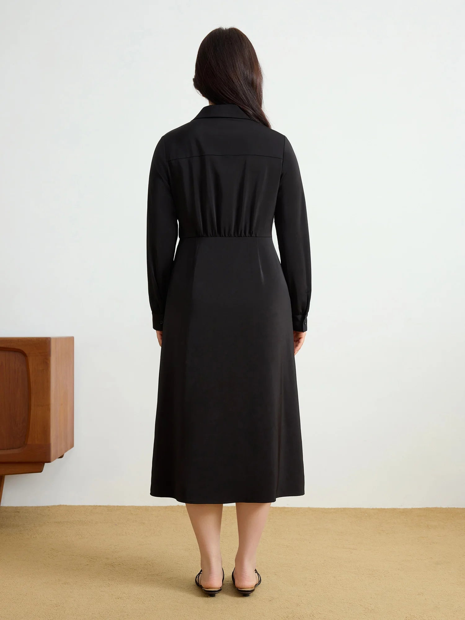 DUSHU Plus Size Commuter Temperament Metal Dress 2025 Spring New Fashion Long Dress Casual Loose Women Dress 25DS81126